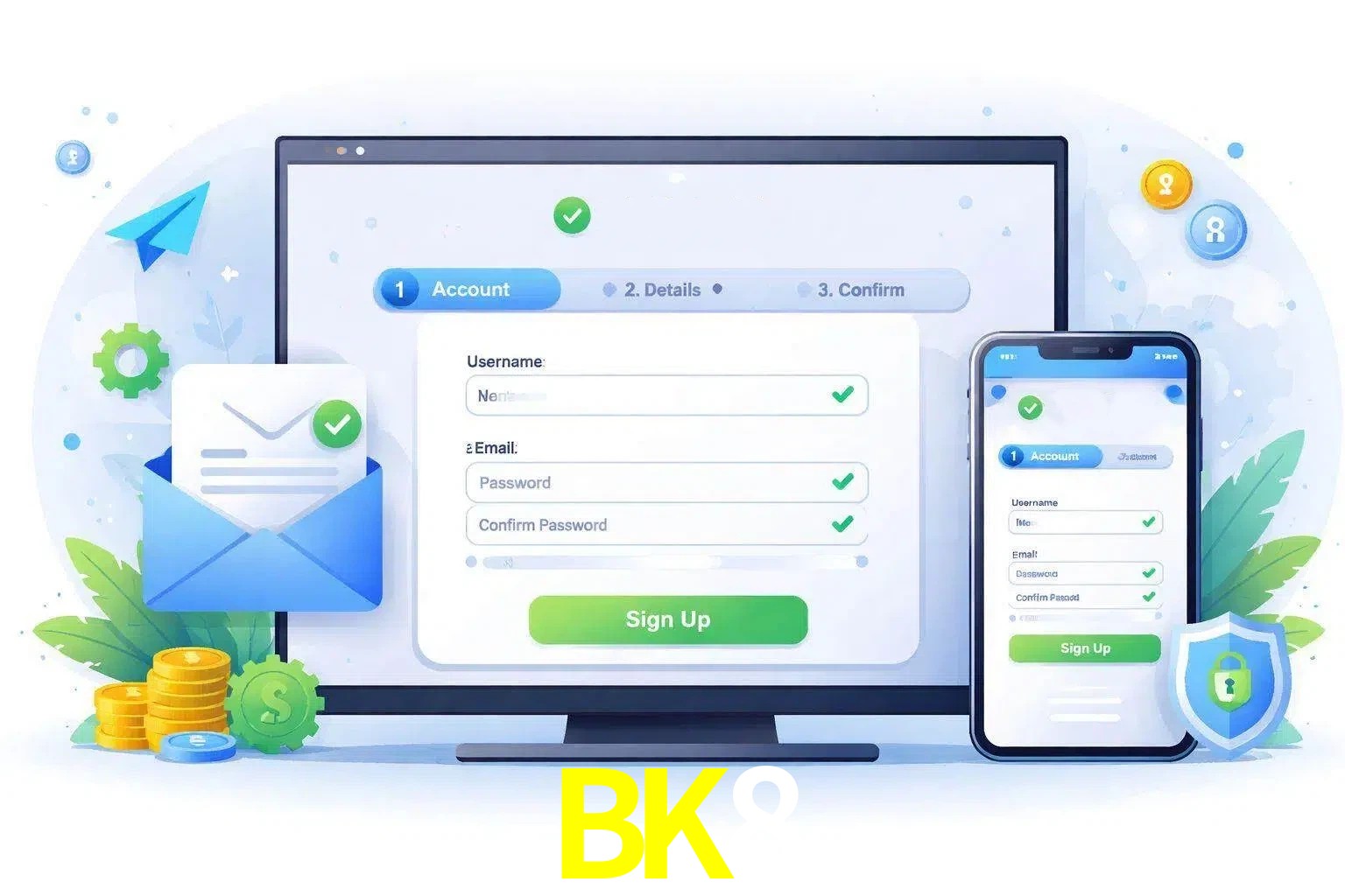 Registro de nuevo usuario y configuración de cuenta BK8